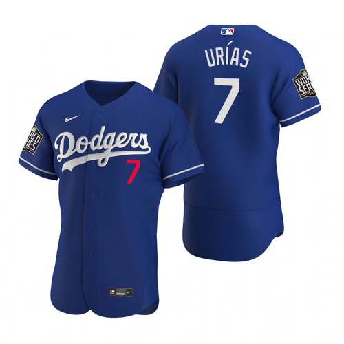 Men's Los Angeles Dodgers #7 Julio Urias Blue 2020 World Series stitched MLB Jersey
